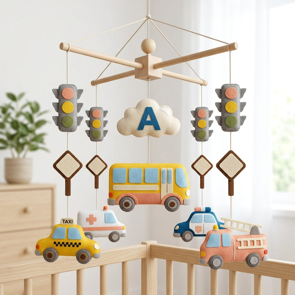 Felt Baby Mobile, Vehicle Crib Mobile, Transportation Nursery Decor, Baby Shower Gift