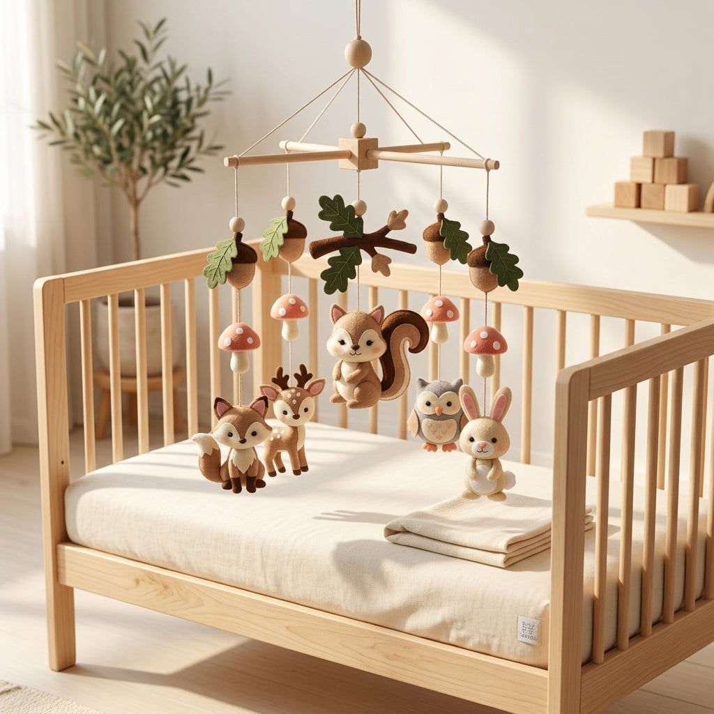 Felt Baby Mobile, Woodland Animal Crib Mobile, Forest Nursery Decor, Baby Shower Gift