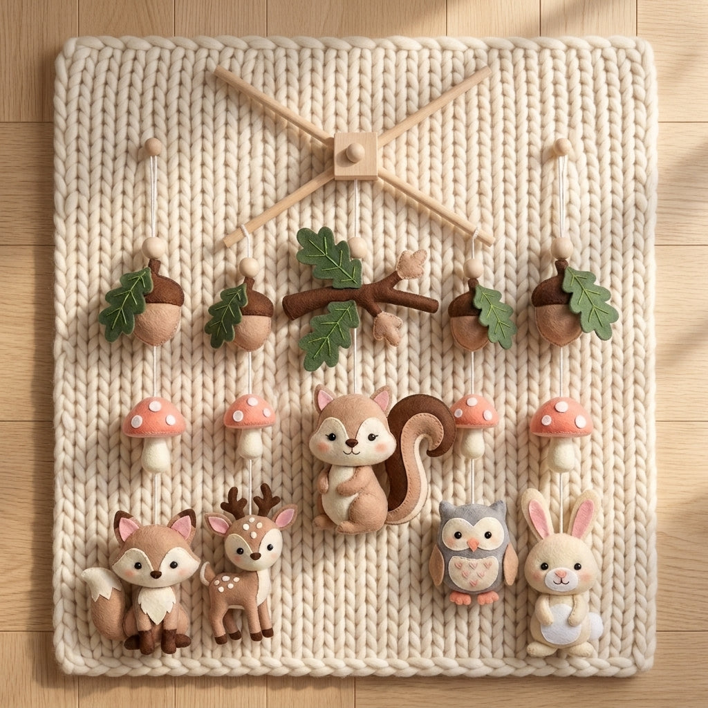 Felt Baby Mobile, Woodland Animal Crib Mobile, Forest Nursery Decor, Baby Shower Gift