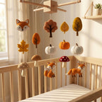 Felt Baby Mobile, Woodland Nursery Decor, Fox and Mushroom Crib Mobile, Autumn Baby Shower Gift