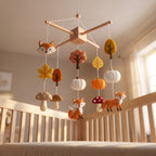 Felt Baby Mobile, Woodland Nursery Decor, Fox and Pumpkin Crib Mobile, Autumn Baby Shower Gift