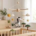 Felt Baby Mobile, Zebra Crib Mobile, Safari Nursery Decor, Baby Shower Gift