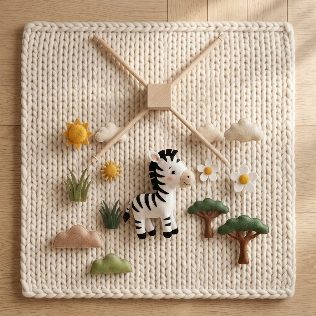 Felt Baby Mobile, Zebra Crib Mobile, Safari Nursery Decor, Baby Shower Gift