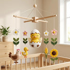 Felt Chick Baby Mobile, Farm Animal Crib Mobile, Chicken Nursery Decor, Baby Shower Gift for Newborn