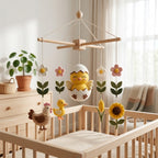 Felt Chick Baby Mobile, Farm Animal Crib Mobile, Chicken Nursery Decor, Baby Shower Gift for Newborn