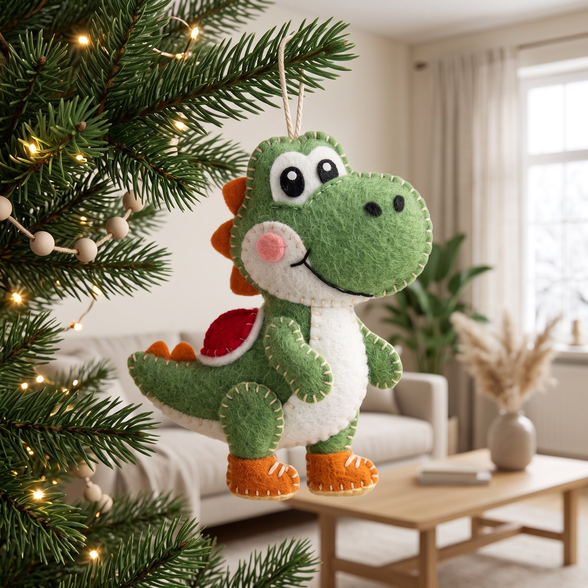 Felt Dinosaur Ornament Christmas Tree Ornament Handmade Holiday Decor Gift for Kids, Dinosaur Felt, Dinosaur Ornament