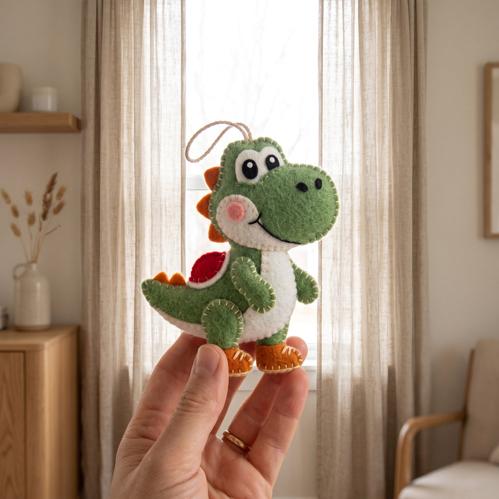 Felt Dinosaur Ornament Christmas Tree Ornament Handmade Holiday Decor Gift for Kids, Dinosaur Felt, Dinosaur Ornament