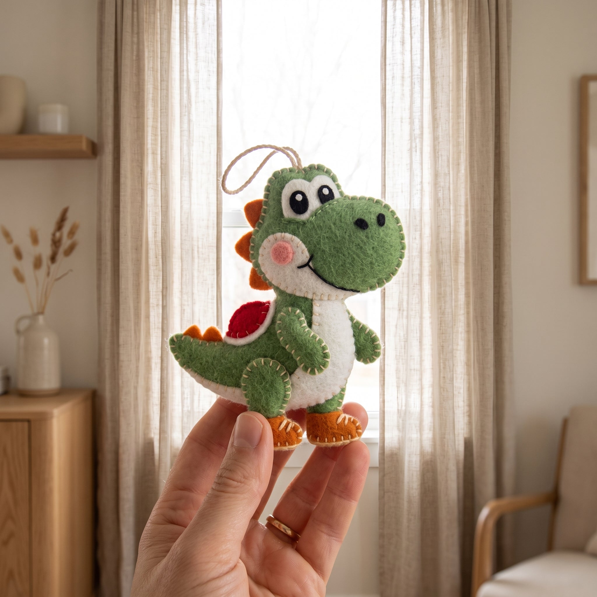 Felt Dinosaur Ornament Christmas Tree Ornament Handmade Holiday Decor Gift for Kids, Dinosaur Felt, Dinosaur Ornament