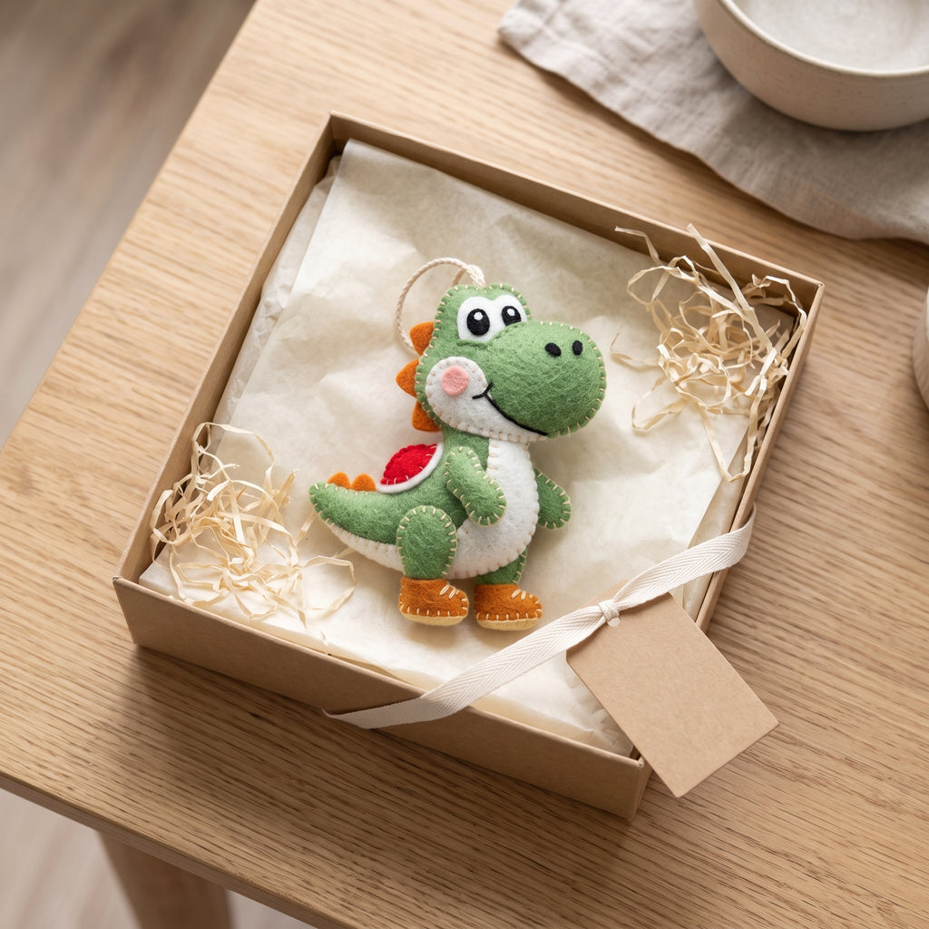 Felt Dinosaur Ornament Christmas Tree Ornament Handmade Holiday Decor Gift for Kids, Dinosaur Felt, Dinosaur Ornament