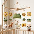 Felt Farm Baby Mobile, Goat Crib Mobile, Farm Nursery Decor, Baby Shower Gift