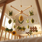 Felt Grasshopper Baby Mobile, Garden Crib Mobile, Bug Nursery Decor, Baby Shower Gift