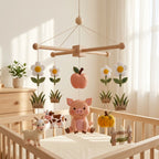 Felt Pig Baby Mobile, Farm Crib Mobile, Farm Nursery Decor, Baby Shower Gift