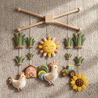 Felt Rooster Baby Mobile, Farm Crib Mobile, Chicken Nursery Decor, Baby Shower Gift