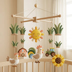 Felt Rooster Baby Mobile, Farm Crib Mobile, Chicken Nursery Decor, Baby Shower Gift