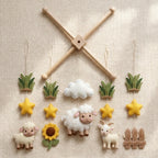 Felt Sheep Baby Mobile, Farm Crib Mobile, Lamb Nursery Decor, Baby Shower Gift