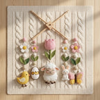 Felt Spring Baby Mobile, Lamb Crib Mobile, Easter Nursery Decor, Baby Shower Gift
