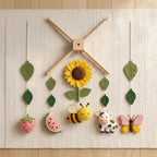 Felt Summer Farm Baby Mobile, Bee Crib Mobile, Sunflower Nursery Decor, Baby Shower Gift