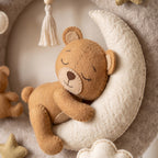 Felt Wreath Name Sign, Bear Nursery Decor, Personalized Baby Gift, Celestial Room Wall Hanging