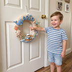 Felt Wreath Name Sign, Nautical Room Decor, Personalized Baby Boy Gift, Underwater Nursery Theme