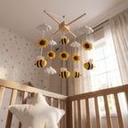 Felt Baby Mobile, Bee and Sunflower Nursery Decor, Personalized Crib Mobile, Gender Neutral Baby Gift