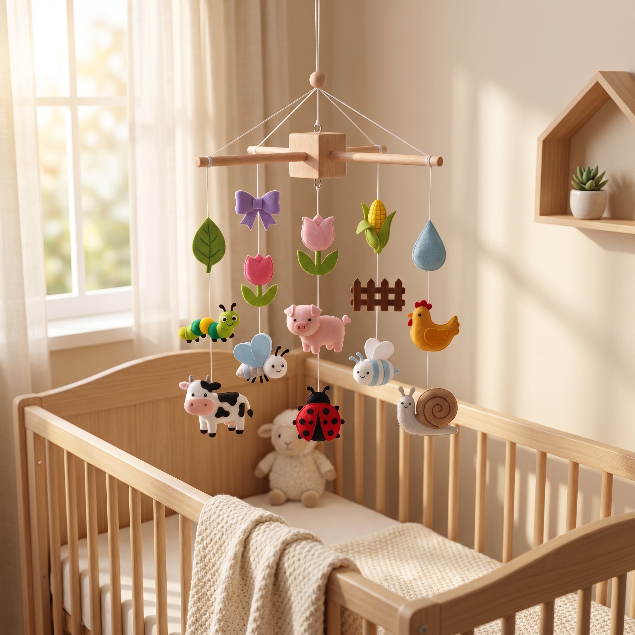 Felt Baby Mobile, Farm Animals Nursery Decor, Personalized Crib Mobile, Gender Neutral Baby Gift
