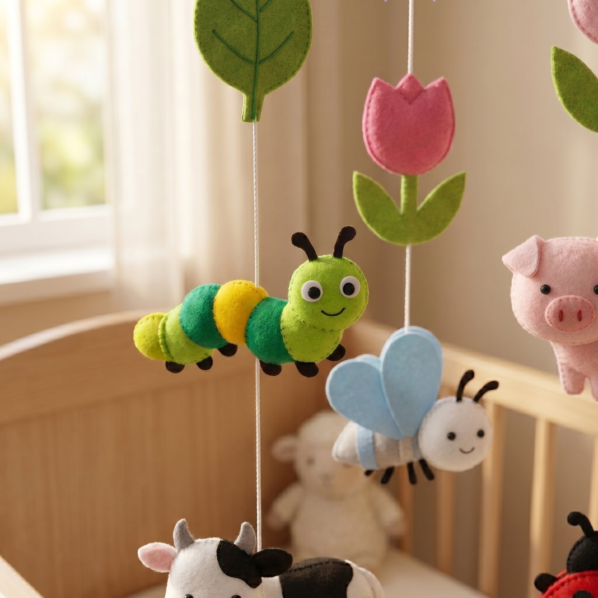 Felt Baby Mobile, Farm Animals Nursery Decor, Personalized Crib Mobile, Gender Neutral Baby Gift