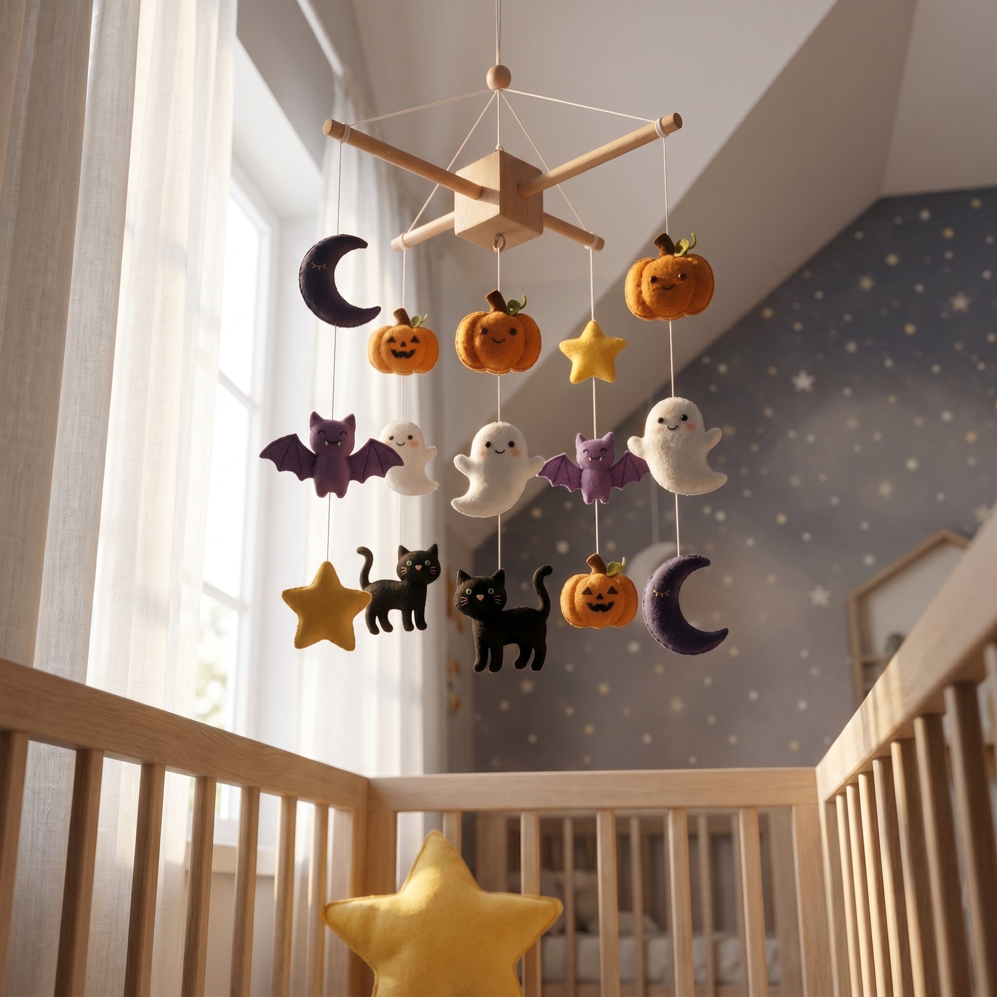 Felt Baby Mobile, Halloween Nursery Decor, Personalized Crib Mobile, Spooky Season Gift