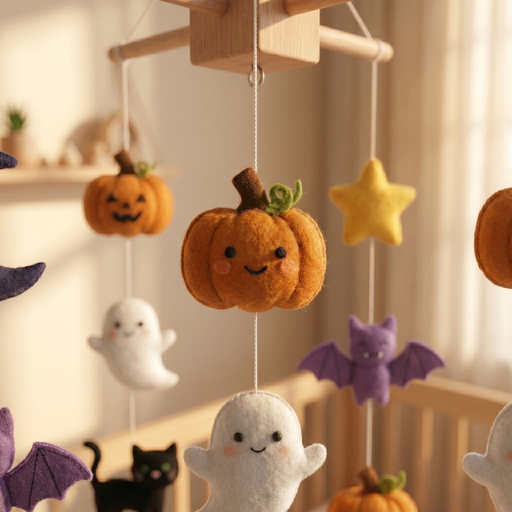 Felt Baby Mobile, Halloween Nursery Decor, Personalized Crib Mobile, Spooky Season Gift