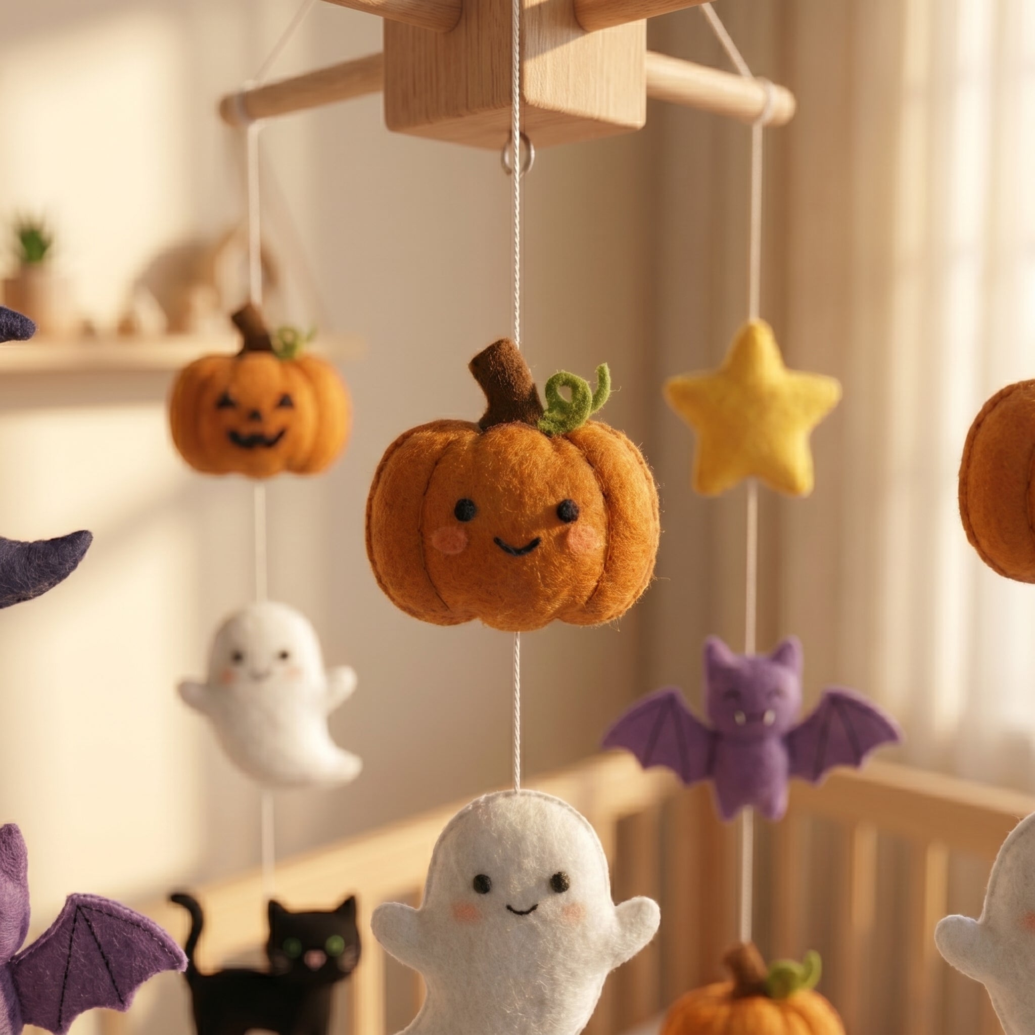 Felt Baby Mobile, Halloween Nursery Decor, Personalized Crib Mobile, Spooky Season Gift