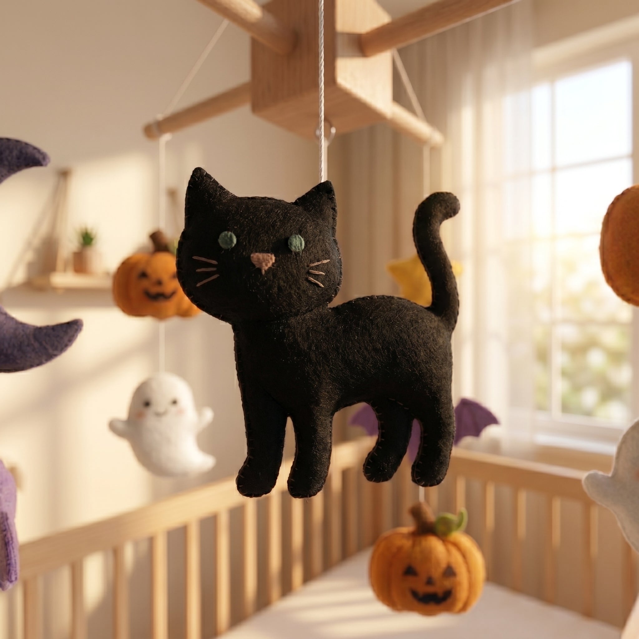 Felt Baby Mobile, Halloween Nursery Decor, Personalized Crib Mobile, Spooky Season Gift