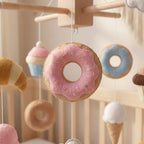 Food Nursery Mobile, Felt Crib Mobile, Donut and Cupcake Baby Decor, Personalized Dessert Theme Gift