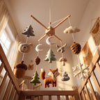 Forest Nursery Mobile, Felt Crib Mobile, Rustic Woodland Baby Decor, Personalized Nature Theme Gift
