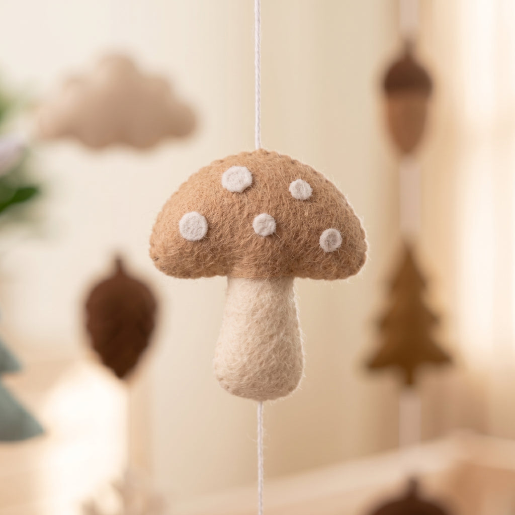 Forest Nursery Mobile, Felt Crib Mobile, Rustic Woodland Baby Decor, Personalized Nature Theme Gift