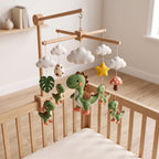 Personalized Dinosaur Felt Baby Mobile, Dino Nursery Mobile, Green Dinosaur Crib Mobile, Custom Baby Name Mobile, Handmade Baby Shower Gift