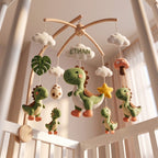 Personalized Dinosaur Felt Baby Mobile, Dino Nursery Mobile, Green Dinosaur Crib Mobile, Custom Baby Name Mobile, Handmade Baby Shower Gift