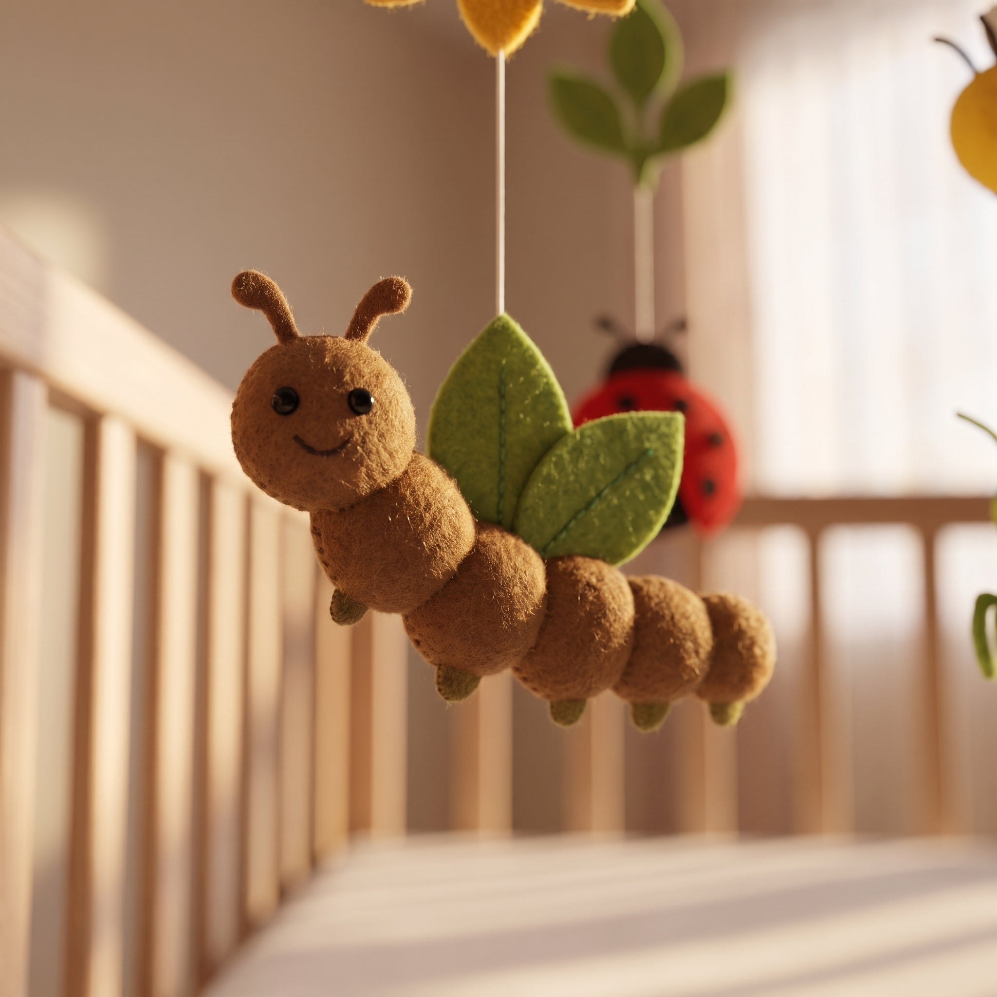 Insect Nursery Mobile, Felt Crib Mobile, Nature Theme Baby Decor, Montessori Toy for Nursery