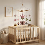 Lavender Butterfly Felt Baby Mobile, Floral Crib Mobile, Garden Nursery Decor, Baby Shower Gift for Newborn