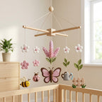 Lavender Butterfly Felt Baby Mobile, Floral Crib Mobile, Garden Nursery Decor, Baby Shower Gift for Newborn