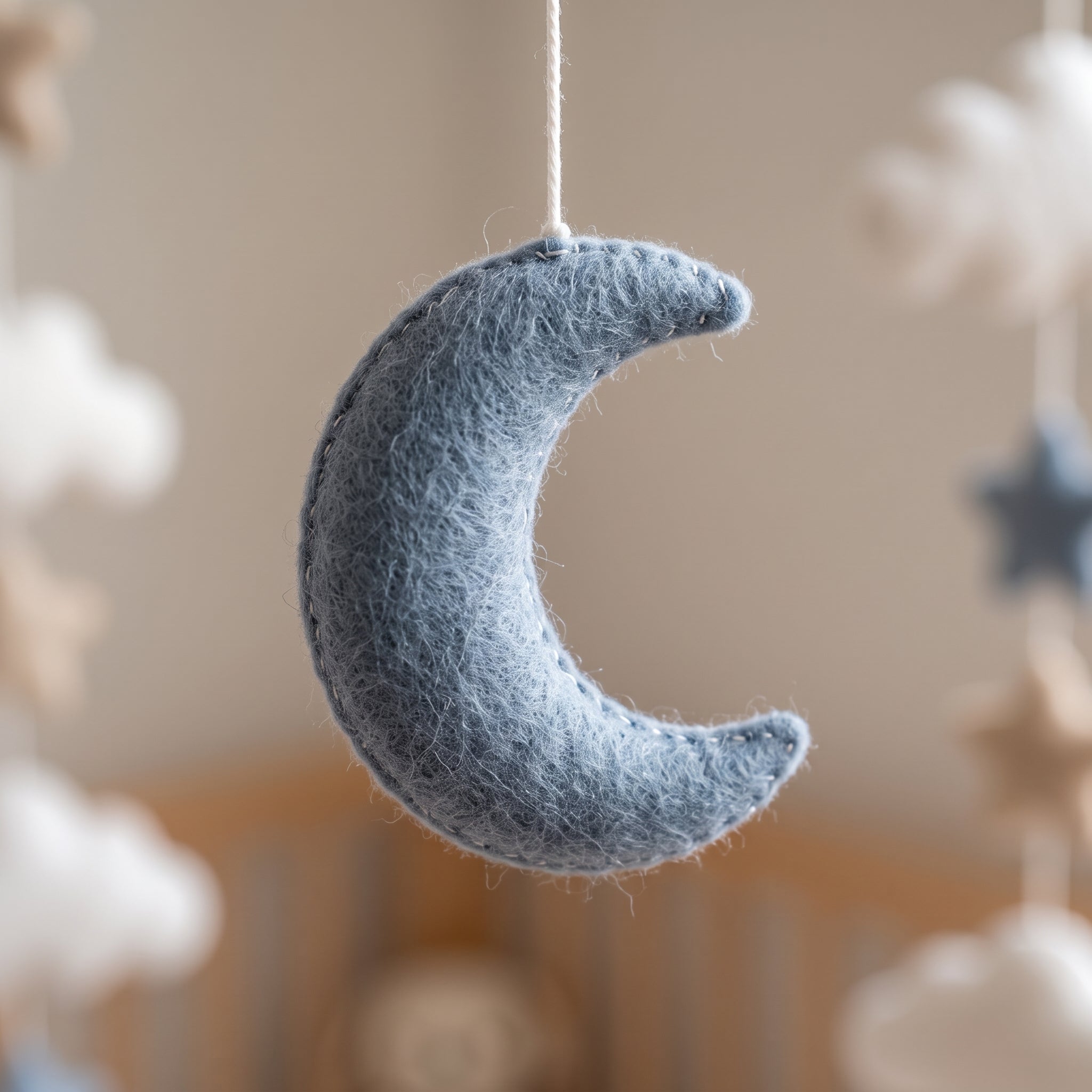 Minimalist Nursery Mobile, Felt Crib Mobile, Dove and Cloud Baby Decor, Elegant Gift for Newborn