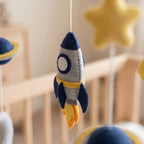 Outer Space Mobile, Felt Crib Mobile, Planet and Alien Baby Decor, Personalized Adventure Theme Gift
