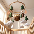 Owl Nursery Mobile, Felt Crib Mobile, Rustic Forest Baby Decor, Personalized Nature Theme Gift
