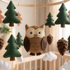 Owl Nursery Mobile, Felt Crib Mobile, Rustic Forest Baby Decor, Personalized Nature Theme Gift