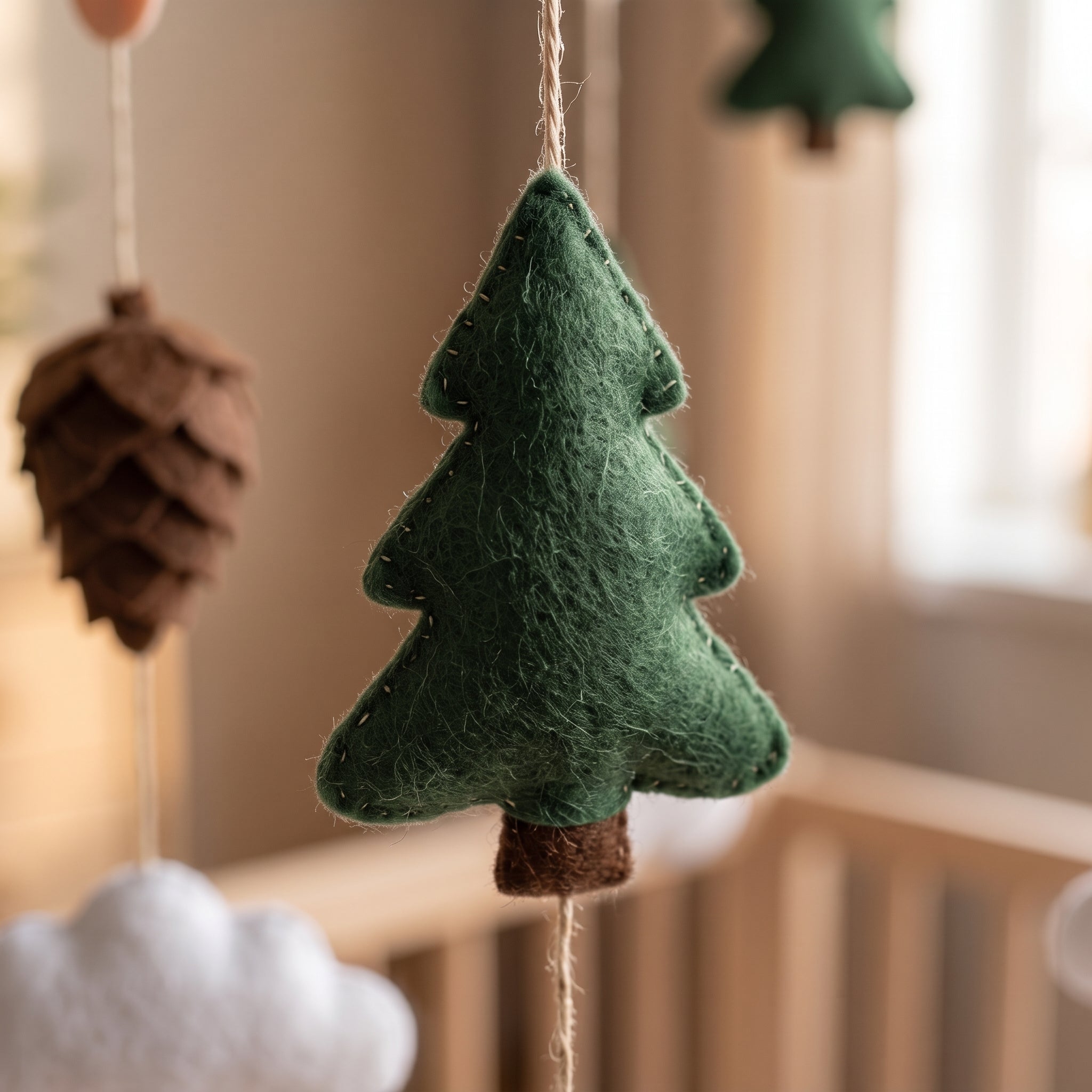 Owl Nursery Mobile, Felt Crib Mobile, Rustic Forest Baby Decor, Personalized Nature Theme Gift