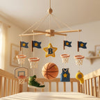 Personalized Felt Baby Mobile, Basketball Crib Mobile, Sports Nursery Decor, Baby Shower Gift