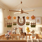 Personalized Felt Baby Mobile, Farm Animal Crib Mobile, Horse Nursery Decor, Baby Shower Gift