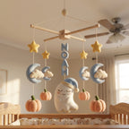 Personalized Felt Baby Mobile, Ghost Crib Mobile, Halloween Nursery Decor, Baby Shower Gift