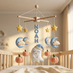 Personalized Felt Baby Mobile, Ghost Crib Mobile, Halloween Nursery Decor, Baby Shower Gift