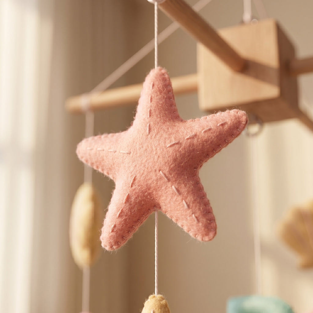 Personalized Felt Baby Mobile, Mermaid Nursery Decor, Ocean Theme Crib Mobile, Baby Shower Gift for Girl