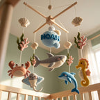 Personalized Felt Baby Mobile, Shark Crib Mobile, Ocean Nursery Decor, Baby Shower Gift