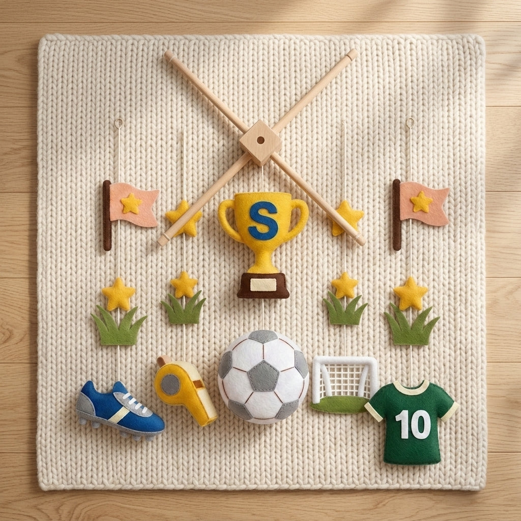 Personalized Felt Baby Mobile, Soccer Crib Mobile, Sports Nursery Decor, Baby Shower Gift